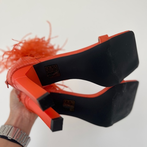 Fun orange square toe heels! - Picture 6 of 7